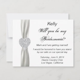 Diamond Heart White Bröllop Bridesmaid Card Inbjudningar