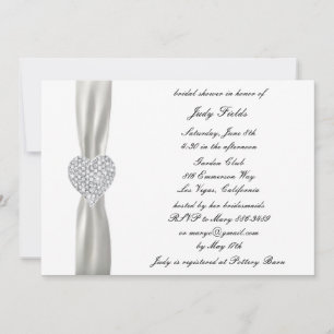 Diamond Heart White Bröllop Möhippa Inbjudan