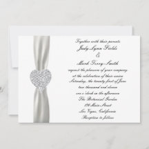 Diamond Heart White Wedding-inbjudan