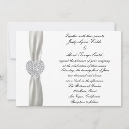 Diamond Heart White Wedding-inbjudan Inbjudningar