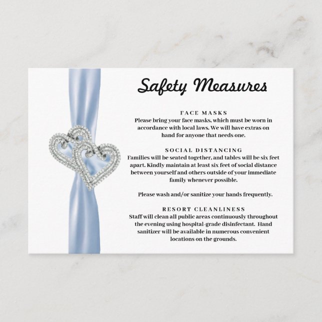 Diamond Hearts Blue Ribbon Säkerhetsåtgärder Tilläggskort (Framsida)