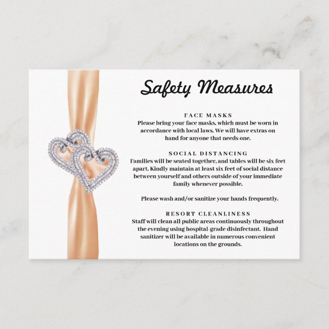 Diamond Hearts Orange Ribbon Safety Measures Tilläggskort (Framsida)