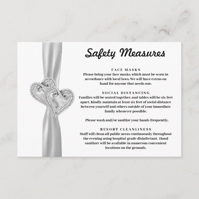 Diamond Hearts White Ribbon Safety Measures Tilläggskort (Framsida)