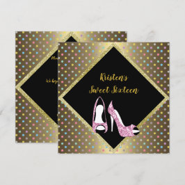 DIAMOND HIGH HEEL SWEET SIXTEEN SPOT Guld Inbjudningar