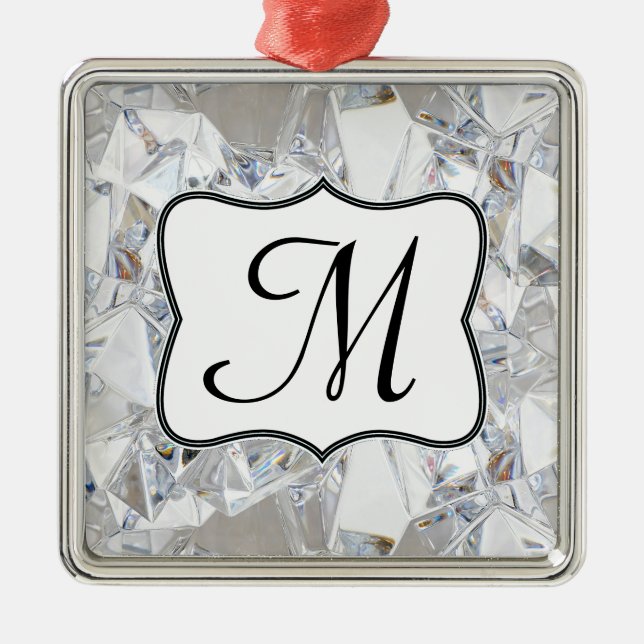 Diamond Ice Crystal Glit Monogram Initial Ornament (Framsidan)