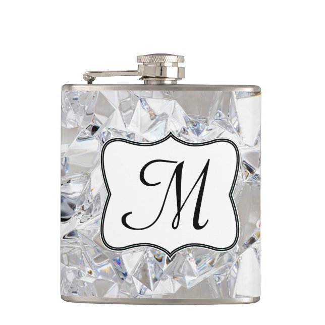 Diamond Ice Crystal Glitz Monogram Whiskey-kolv Fickplunta (Framsidan)