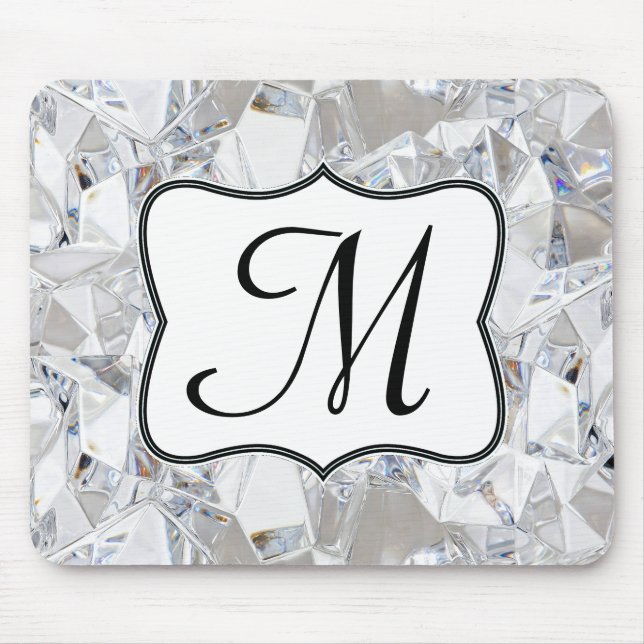 Diamond Ice Crystal Monogram Inledande musknapp Musmatta (Framsidan)