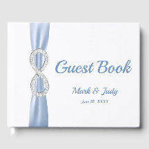 Diamond Infinity Blue Ribbon Bröllop Guestbook