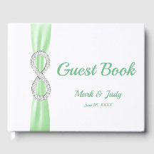 Diamond Infinity Grönt Ribbon Bröllop Guestbook