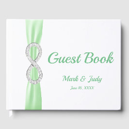 Diamond Infinity Grönt Ribbon Bröllop Guestbook Gästböcker