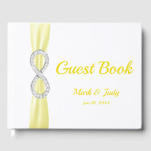 Diamond Infinity Gult Ribbon Bröllop Guestbook