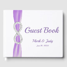 Diamond Infinity Lila Ribbon Bröllop Guestbook