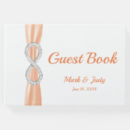 Diamond Infinity Orange Ribbon Bröllop Guestbook Gästböcker