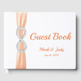 Diamond Infinity Orange Ribbon Bröllop Guestbook Gästböcker