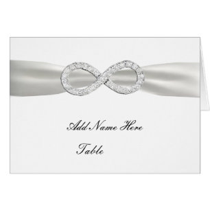 Diamond Infinity White Bröllop Bord Place Card OBS Kort