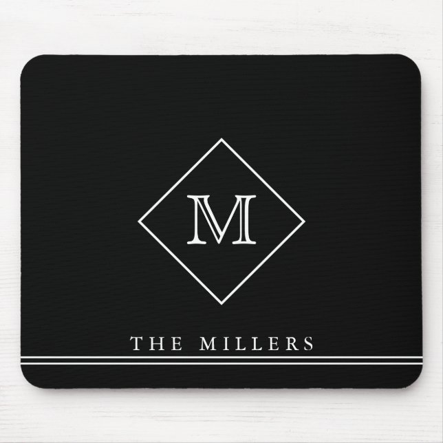 Diamond Initial Monogram, Personlig Black Musmatta (Framsidan)