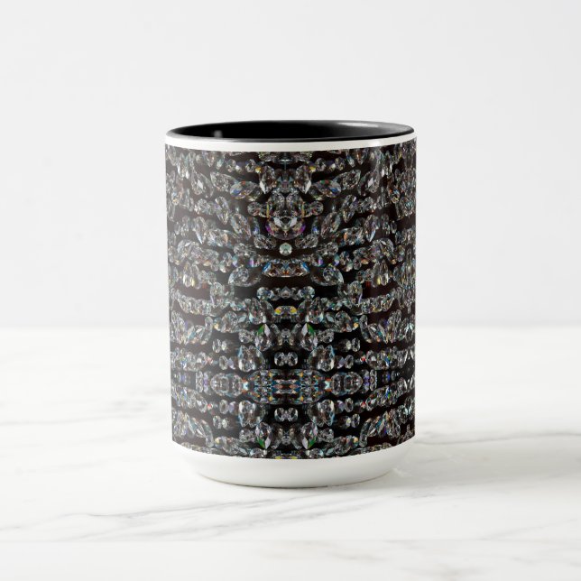 Diamond jewel mönster elegant silver svart mugg (Center)