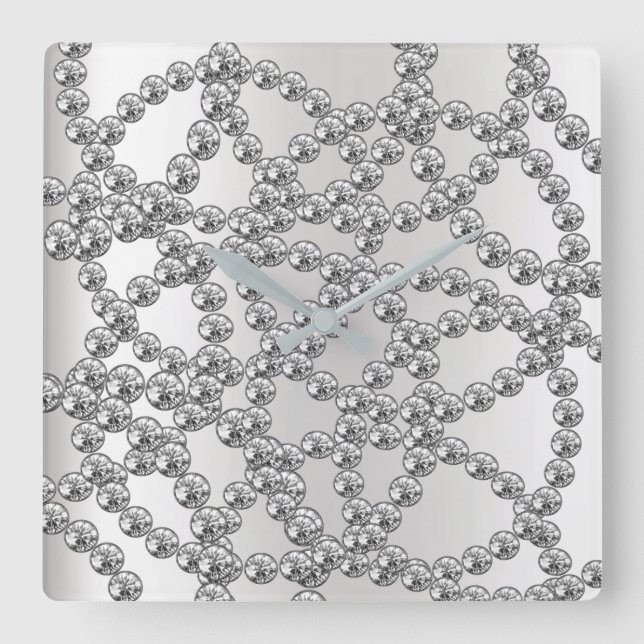 Diamond Jewelry Grått Silver Graphite Metallic Fyrkantig Klocka (Framsida)