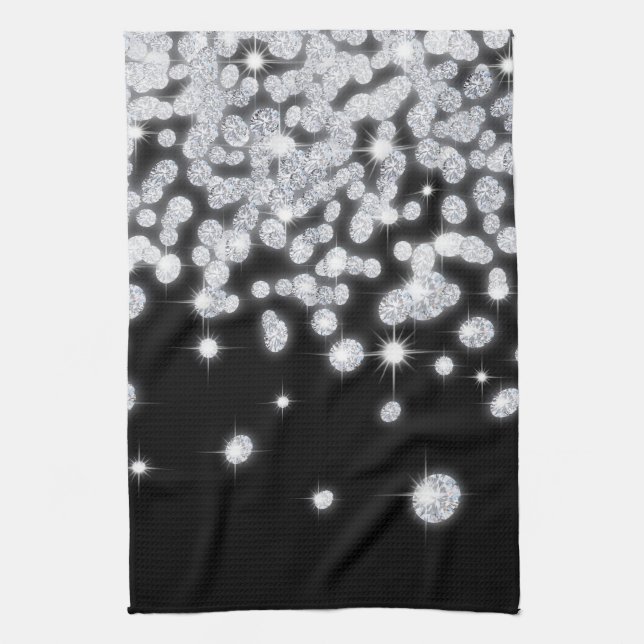 Diamond Jewels Jewelry Glitz Kitchen Dish Towel Kökshandduk (Vertikal)