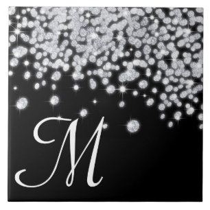 Diamond Jewels Jewelry Glitz Monogram Visning Tile Kakelplatta