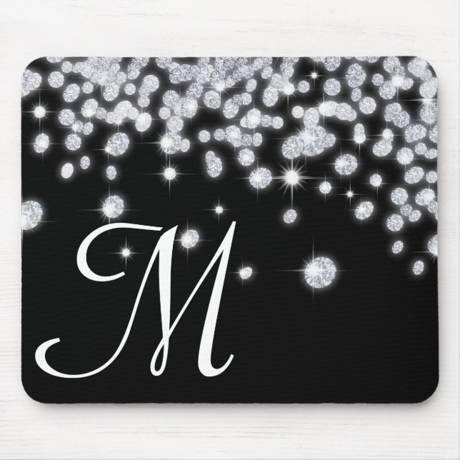 Diamond Jewels Jewelry Monogram Initial Mouse Pad Musmatta (Framsidan)