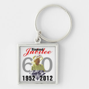 Diamond Jubilee 1952-2012 Fyrkantig Silverfärgad Nyckelring