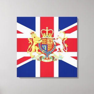 Diamond Jubilee Union Flagga and Royal Vapensköld Canvastryck