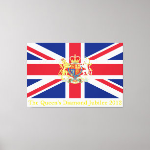 Diamond Jubilee Union Flagga and Royal Vapensköld Canvastryck