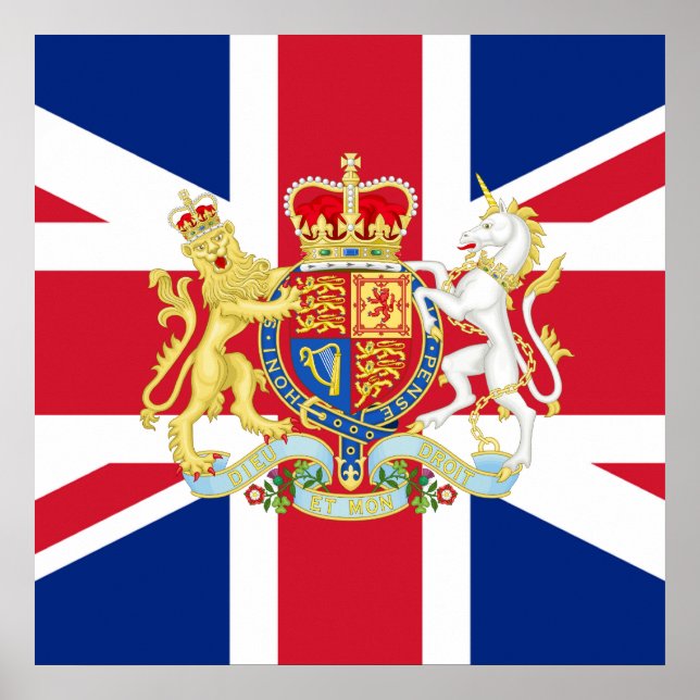 Diamond Jubilee Union Flagga and Royal Vapensköld Poster (Framsidan)