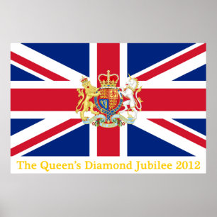 Diamond Jubilee Union Flagga and Royal Vapensköld Poster