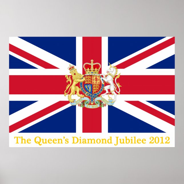 Diamond Jubilee Union Flagga and Royal Vapensköld Poster (Framsidan)