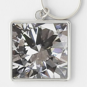 Diamond Keychain Fyrkantig Silverfärgad Nyckelring