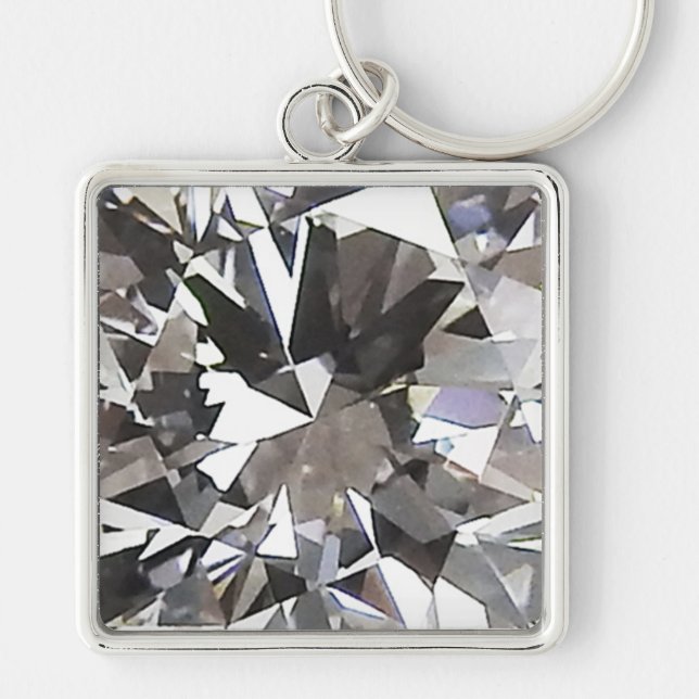 Diamond Keychain Fyrkantig Silverfärgad Nyckelring (Framsidan)