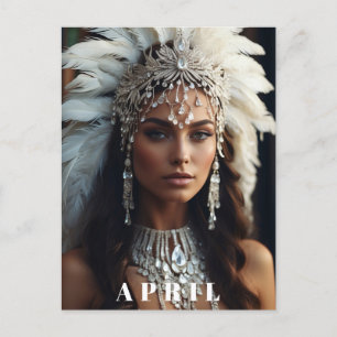 *~ DIAMOND Kvinnor AP53 Boho APRIL FÖDELSEDAG Vykort