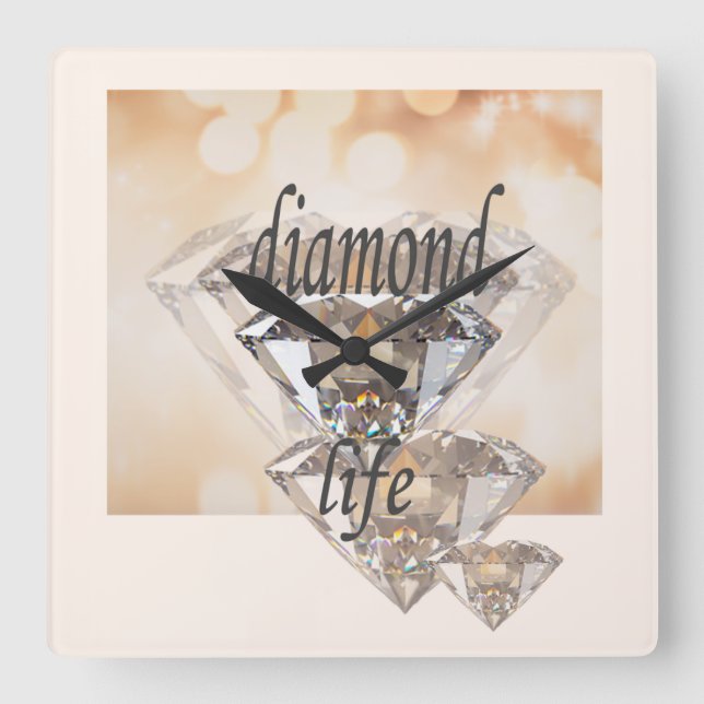 Diamond Life Fyrkantig Klocka (Framsida)