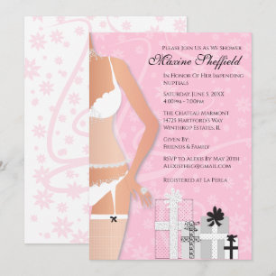 Diamond Lingerie Möhippa Rosa och White Inbjudningar