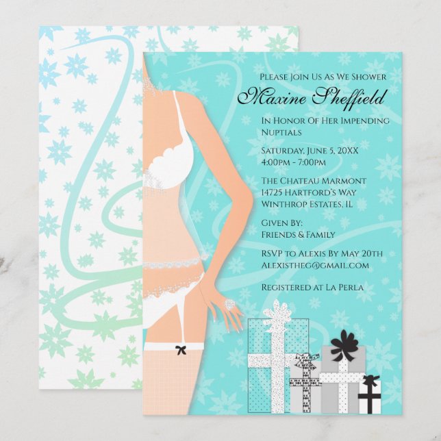 Diamond Lingerie Möhippa Tiffany-Gröntens inbjudan (Fram/baksida)