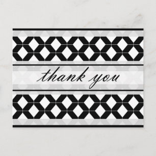 Diamond Linjer Tack Damask Black and White Vykort