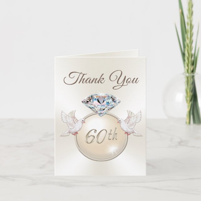Diamond Love Bird 60-årsjubileum Tack Cards Anteckningskort (Framsida)