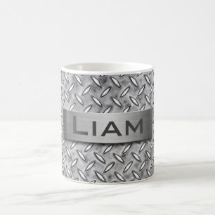Diamond Metall Plattor med Monogram Steel Namn Pla Kaffemugg