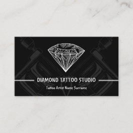 Diamond Minimal Modern Black Tattoo Studio Visitkort
