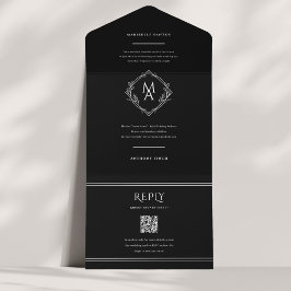 Diamond Monogram Blommigt Black Bröllop Alla i ett
