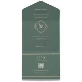 Diamond Monogram Blommigt Evergreen Bröllop