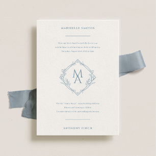 Diamond Monogram Elegant Blommigt Bröllop Inbjudningar