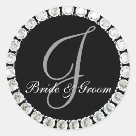 Diamond monogram J anpassade försegling Runt Klistermärke