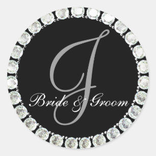 Diamond monogram J anpassade försegling Runt Klistermärke