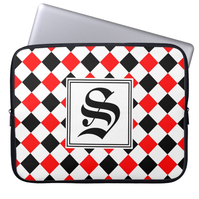 Diamond Mönster #3 Monogrammad Laptop Fodral (Framsidan)