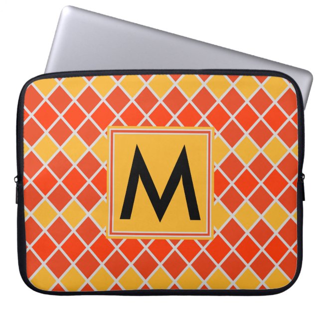 Diamond Mönster #80 Monogrammed Laptop Fodral (Framsidan)