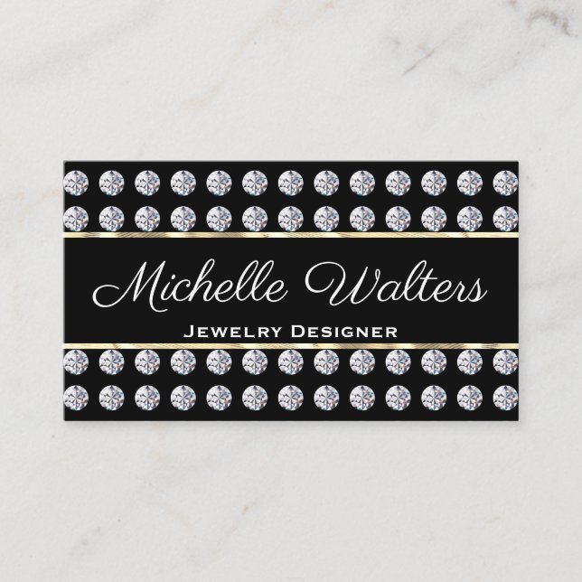 Diamond Mönster | Affärskortet Guld Trim Visitkort (Framsida)
