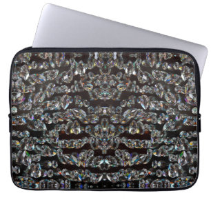 Diamond mönster elegant silver svarta noshördon laptop fodral